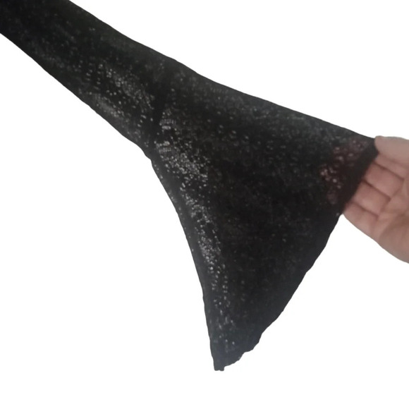 Nasty Gal Lace O Ring Black Flutter Bell Sleeves Top Size 8 - Picture 7 of 10
